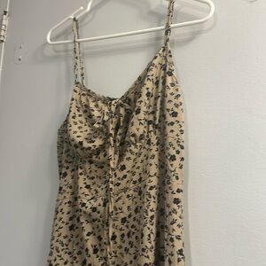 Floral Print Tan Dress